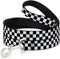 Dog Leash Checker - Black White, 4 Feet Long, 1.0 Inch Wide