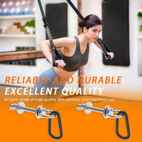 5/8" 1" J Bryant Heavy Duty Rack Anchor Stainless Steel Resistance Band Pegs with Large Carabiner for & Power Rack