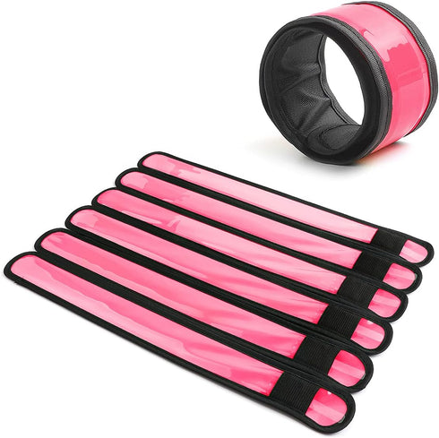 Pack of 6 LED Light Up Band Slap Bracelets, Night Safety Wrist Band for Cycling, Walking, Running