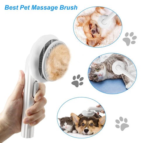 Pet Grooming Brush, Cat Brush for Shedding, Self Cleaning Slicker Brush for Short and Long Haired Dogs Cats, Pumpkin