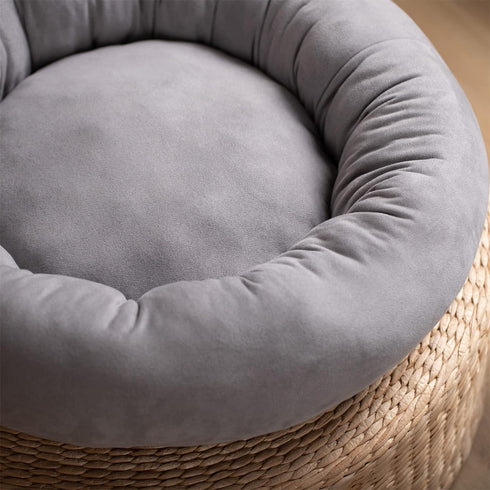 KASENTEX Round Dog Beds for Small Dogs and Puppy, Donut Dog Bed and Cat Bed, Anti Slip & Machine Washable, Grey, 20x20