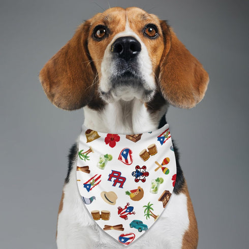 Puerto Rico Dog Bandana Puerto Rican Theme Patriotic Party Adjustable Triangle Bibs Dogs Scarf for Small Medium Large
