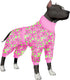 LovinPet Pitbull Pet Outfit - Post Surgery Recovery Pajamas for Dogs, Reflective Stripe, Full Coverage Onesie, Pink