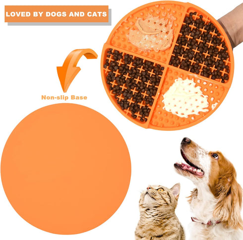Bangp Licking Mat for Dogs and Cats - Heavy-Duty Puzzle Mat for Boredom Anxiety Reduction, Perfect for Treats (Orange)