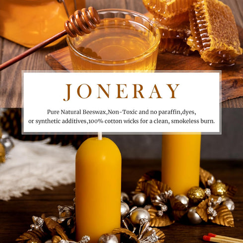 16 Packs Candles,8 Natural Beeswax Pillar Hour Long Burn Time Emergency Candles - Unscented,Smokeless and Dripless
