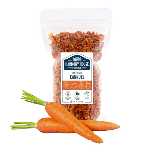 Harmony House Foods Dehydrated Diced Carrots - Air Dried Vegetables for Soup