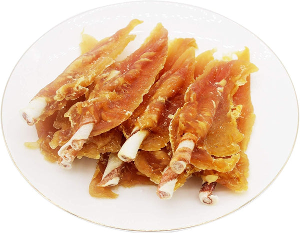 Chicken Jerky with Twist Rawhide Sticks, Puppy Training Snacks Dog Chews Treats 0.5lb/227g