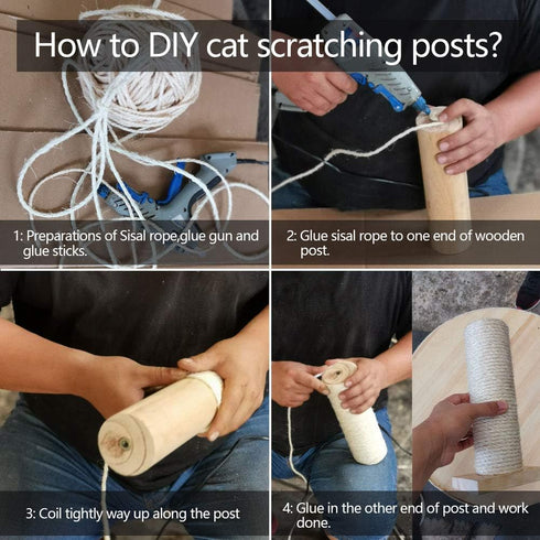 Sisal Rope 6mm for Cat Scratcher - Repair and Replace Cat Scratching Post, Gray 66ft/20m