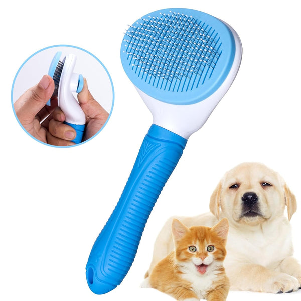 Self Cleaning Slicker Brush for Cats and Dogs, Easy to Remove Loose Undercoat, Grooming Tool