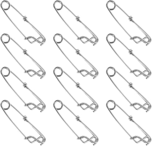 Healifty 12pcs Heavy Duty Fishing Swivel Snap Connectors Stainless Steel Sea Fishing