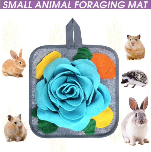 Toy,11.8''x11.8'' Chinchillas Abizoo Bunny Snuffle Mat Washable Skin Friendly Puzzle Fun Foraging Pad Treat Dispenser