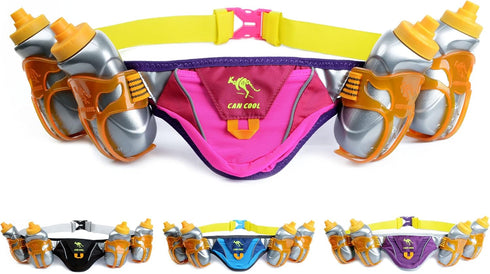Hydration Running Belt with 4 BPA Free Water Bottles, Fits iPhone 8, X & Similar Phones, Reflective Gear