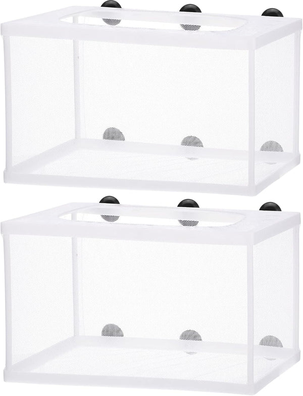 2 Pieces Fish Tank Breeder Net, Mesh Fish Hatchery Box with Suction Cup for Aquarium