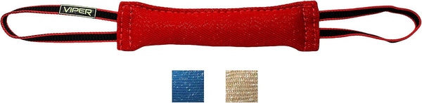 Viper Synthetic K9 Tug Toy, Red, 12" x 2.5, Two Handles for Dogs