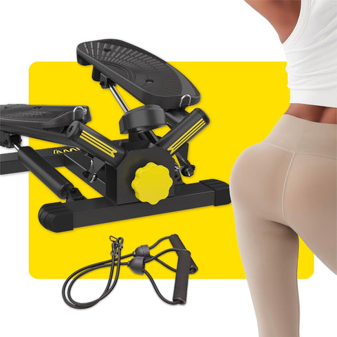 Twist Stepper with Resistance Bands, Mini Stepper Machine for Full Body Workout, 300LBS Weight Capacity