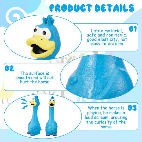 Hungdao 1 Pcs Horse Toys, Latex Squeaky Chicken Squeak Balls for Horses (Blue)