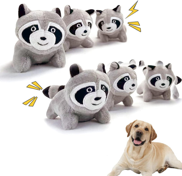 Interactive Squeaky Dog Toy, Replacement Animals Raccoon (Pack of 6)