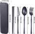MaoMaoCha Set Reusable Travel Utensils with Case, Wheat Straw Portable Plastic Fork Spoon Knife Chopsticks Camping