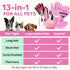 2TRUL 13pcs Dog Brush for Shedding Bath Grooming Kit with Pet Nail Clipper and File - Dog Bath Brush Cat Grooming