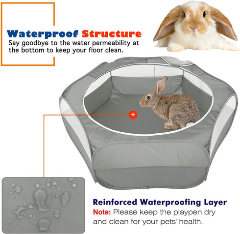 VavoPaw Small Animals Playpen, Waterproof Breathable Indoor Pet Cage Tent with Zipper Cover, Portable Outdoor Exercise