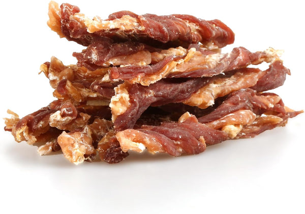 Dog Jerky Treats, Triple Flavor Jerky Twist Sticks 5 inch, Chicken Duck Wrapped Cod Sticks, 28-29 Counts