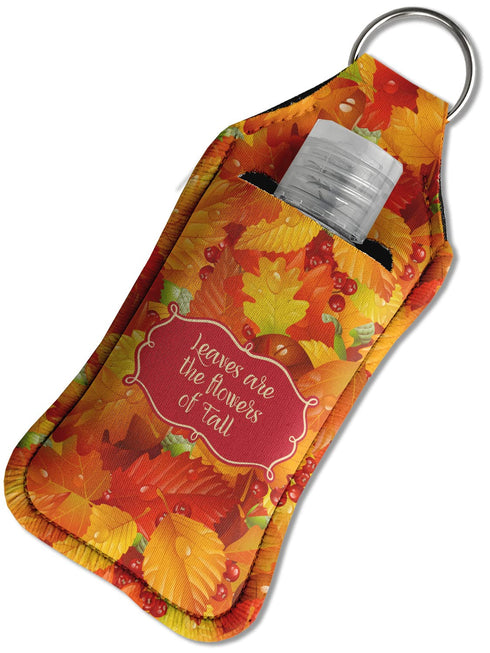 Custom Fall Leaves Hand Sanitizer & Keychain Holder - Large