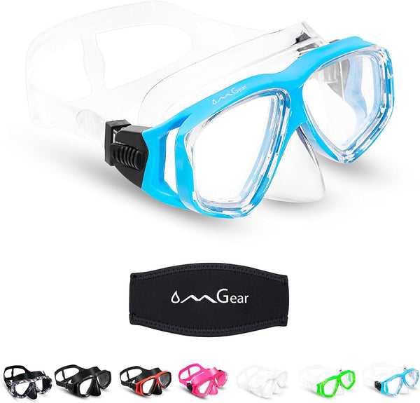 OMGear Swim Mask Dive Goggles with Nose Cover, Snorkeling Gear for Junior and Adult Scuba Diving and Spearfishing