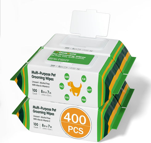400 Unscented Dog Wipes for Paws and Butt, Large Thick Puppy Wipes for Dogs and Cats, Cleaning and Deodorizing