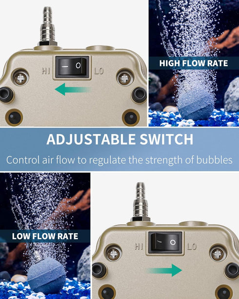 Pawfly Commercial Aquarium Air Pump Oxygen Aerator Pump Kit for Pond Water Garden