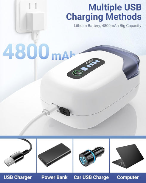 Aquarium Air Pump, Rechargeable Portable Oxygen Pump with Single/Dual Outlets for Fish Tank up to 30/70 Gallon