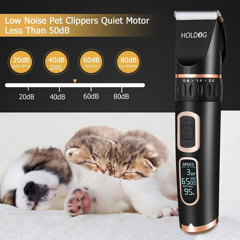 Dog Clippers Professional Heavy Duty Grooming Clipper, 3-Speed Low Noise Rechargeable Cordless Tools for Thick Coats