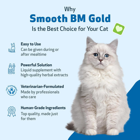 Pet Wellbeing Smooth BM Gold for Cats, Natural Herbal Supplement, Gentle Constipation Relief, 2 oz (59 ml)