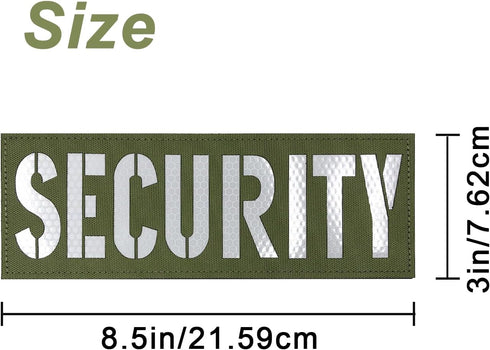 Large Security Patch Reflective Subdued 8.5x3 inches for Tactical Vest Jackets with Hook and Loop