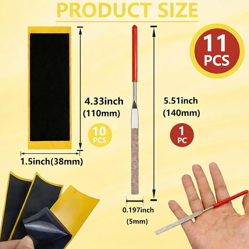 10 1.5x4.3in 5.5in TOMULE Pcs Black Fingerboard Grip Tape and File for Skateboard Scooter Accessories, Professional