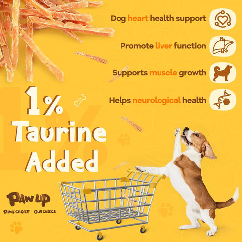 24oz PAWUP Chicken Jerky Strip Dog Treats w/Taurine Natural Rawhide Free Dog Snacks, Training Treats Chicken Jerky