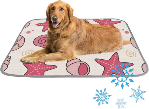 imiBBWQu Dog Cooling Mat Conch Starfish Red Yellow Coliing Mat Washable Pet Ice
