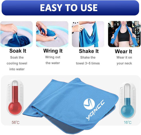 8 Pack 47"x12" YQXCC Cooling Towels | | Ice Cool for Neck | Microfiber Soft Breathable Chilly | for Yoga, Sports, Golf