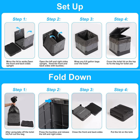 Commode Portable Toilet Camping Toilets for Car Indoor Outdoor Foldable Travel Potty