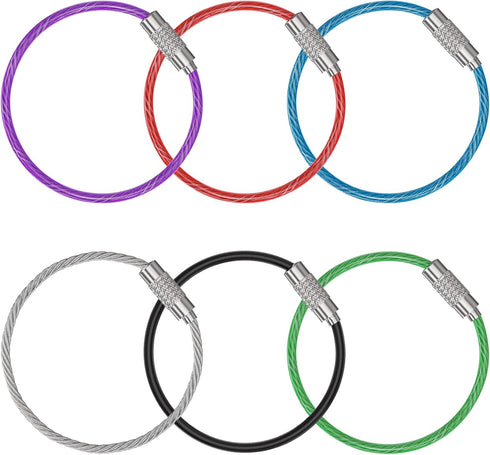 Uniclife 4 Inch/6 Inch Wire Keychain Cable - Large Stainless Steel Key Ring Loop Holder for Luggage Tag Keeper