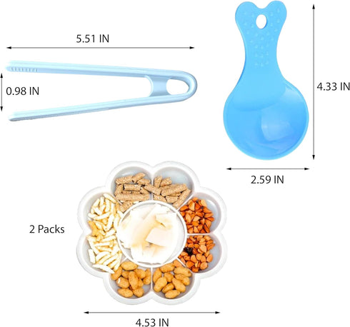 2pcs Set, Hermit Crab Food Bowls with Feeding Tongs and Scooper Hermit Crab Food Bowl Water Dishes Accessories, Small