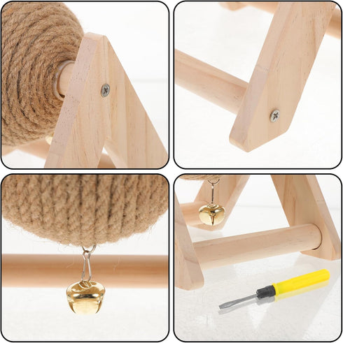 ABOOFAN Cat Scratcher Toy - Sisal Ball Interactive Rotatable Wood Pet Scratcher for Indoor Kitties