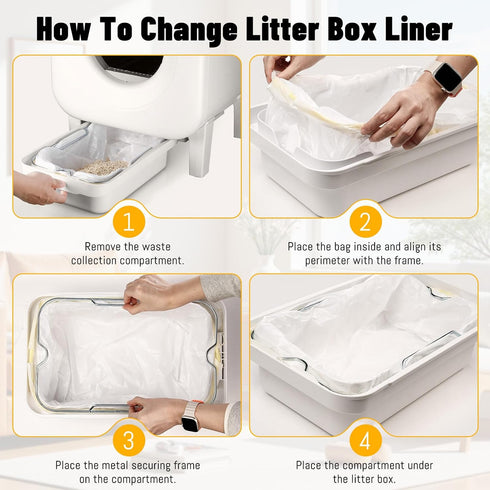 24.411 Inches80 Counts/4 Cat Litter Bags for Automatic Litter Box, Replacement Self-Cleaning Cat Litter Box Liners