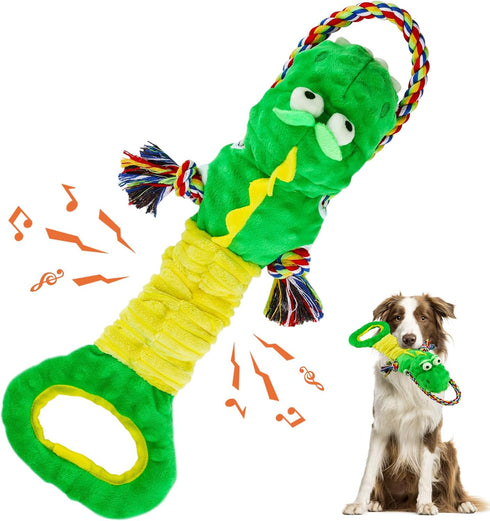 Squeaky Dog Toys for Large Dogs, Interactive Puppy Toys for Teething, Tug of War Toys for Busy Dogs