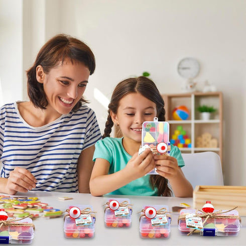 48 Sets Wonderjune Fishing Party Favors Candy Little Tackle Boxes with Red White Floater Thank You Cards for Making My