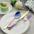 VANDBAO Camping Utensils Set, Portable Travel Cutlery with Case, Reusable Stainless Steel Flatware, Rainbow Set