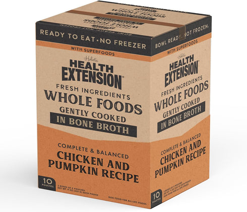 Health Extension Gently Cooked Pouches for Dogs, Chicken and Pumpkin, 9oz Pouch, 10 Pack