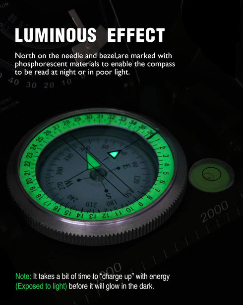 Eyeskey Multifunctional Military Sighting Navigation Compass with Inclinometer | Impact Resistant & Waterproof Compass