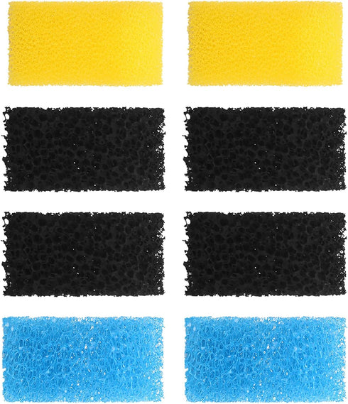 Replacement Aquarium Filter Sponge, Fish Tank Filter Parts, Includes 2 Coarse, 2 Fine & 4 Carbonized Sponges