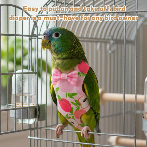 ZHLKHIOP 5-Piece Set Bird Diaper, Parrot Diaper, with Peach, Orange, Watermelon, Banana, Kiwi Designs, Comfortable Fit