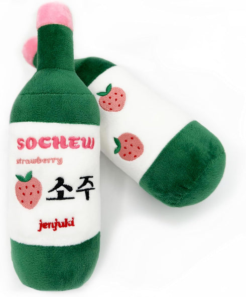 Sochew Soju Pet Toy with Squeaker, Strawberry Flavor